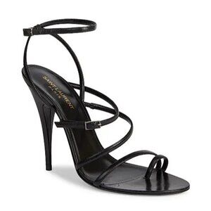 Saint Laurent Sexy Strappy Leather Sandals in Black